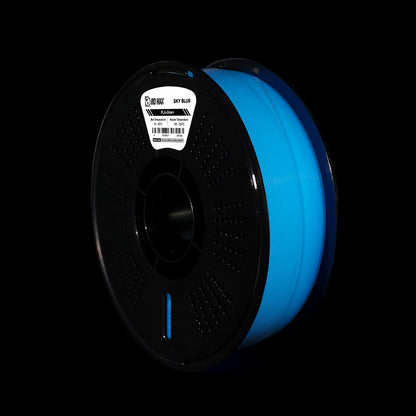 Sky blue glow-in-the-dark PLA+ filament product image.