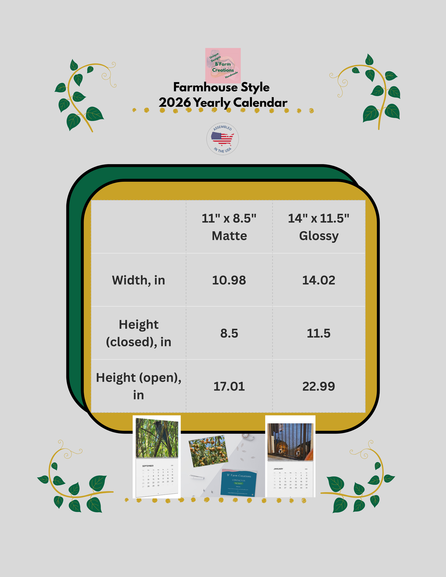 Explore the quiet rhythms of nature themed calendar. Each month blooms with large, vibrant images that capture farmhouse style warmth of watering-can mornings, sun-warmed soil, and late-summer harvests. Flip the sturdy wire coil to reveal a new scene.