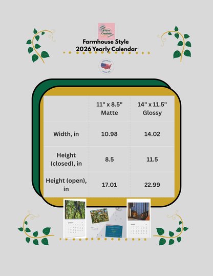 Explore the quiet rhythms of nature themed calendar. Each month blooms with large, vibrant images that capture farmhouse style warmth of watering-can mornings, sun-warmed soil, and late-summer harvests. Flip the sturdy wire coil to reveal a new scene.