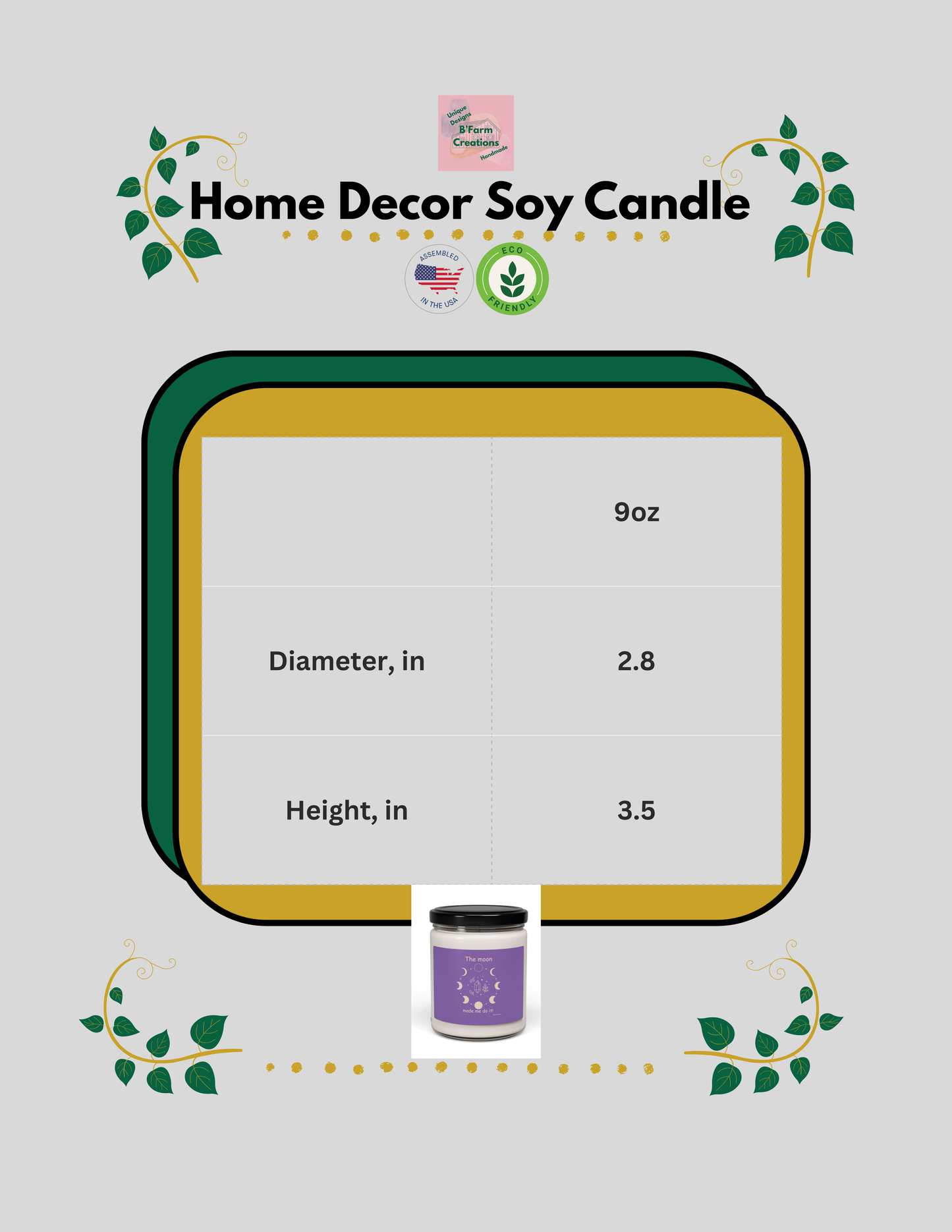 Illuminate your space with this beautiful home decor candle The Moon Made Me Do It soy candle. With a variety of aromatic scents to choose from, this eco-friendly candle is perfect for those looking to add a cozy and inviting atmosphere to their home. Ideal for those who enjoy relaxing evenings, meditation, or creating a soothing ambiance during holidays and special occasions.