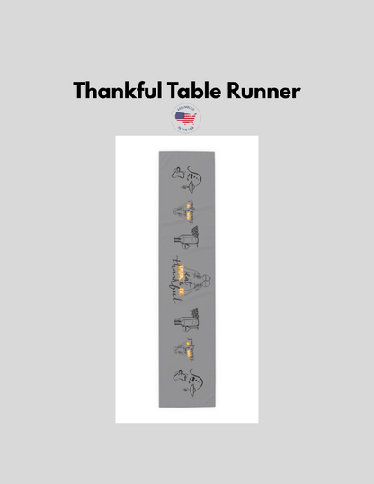 This Thankful Table Runner adds a warm and inviting touch to any dining table, perfect for Thanksgiving dinners, fall gatherings, or everyday use. The design exudes gratitude and coziness, fitting seamlessly into any rustic or farmhouse decor. Ideal for those who love to entertain and create a welcoming atmosphere for guests.