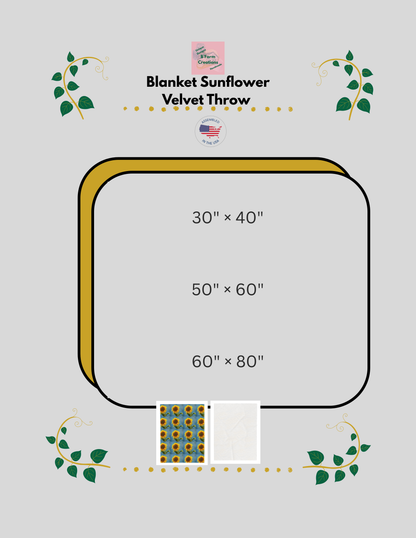 This sunflower velvet throw blanket wraps you in slow, golden afternoons. The plush velveteen face catches light like petals, while the vibrant sunflower print brings a quiet burst of warmth to couch corners, reading nooks, or a chilled evening on the porch. 