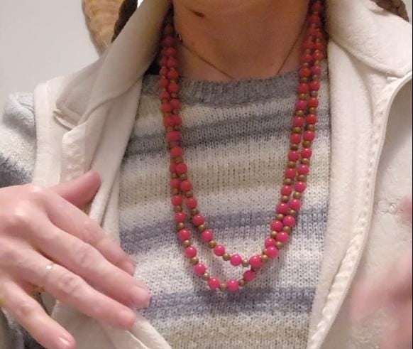 Country Chic Red and Bronze Beaded Necklas