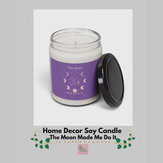 Illuminate your space with this beautiful home decor candle The Moon Made Me Do It soy candle. With a variety of aromatic scents to choose from, this eco-friendly candle is perfect for those looking to add a cozy and inviting atmosphere to their home. Ideal for those who enjoy relaxing evenings, meditation, or creating a soothing ambiance during holidays and special occasions.