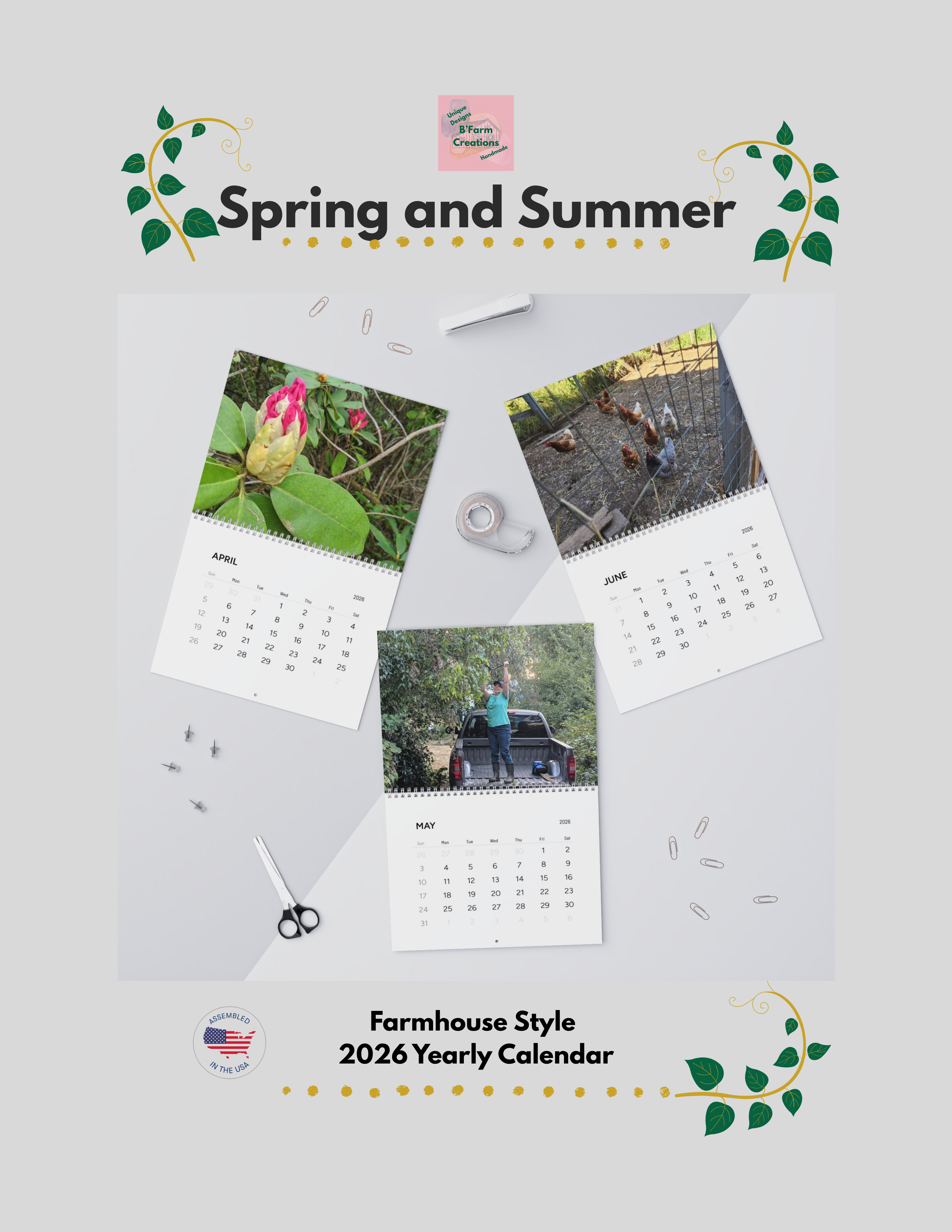 Explore the quiet rhythms of nature themed calendar. Each month blooms with large, vibrant images that capture farmhouse style warmth of watering-can mornings, sun-warmed soil, and late-summer harvests. Flip the sturdy wire coil to reveal a new scene.